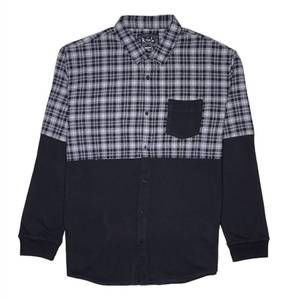 NEW R.SOLE men's half knit long sleeve button top in black